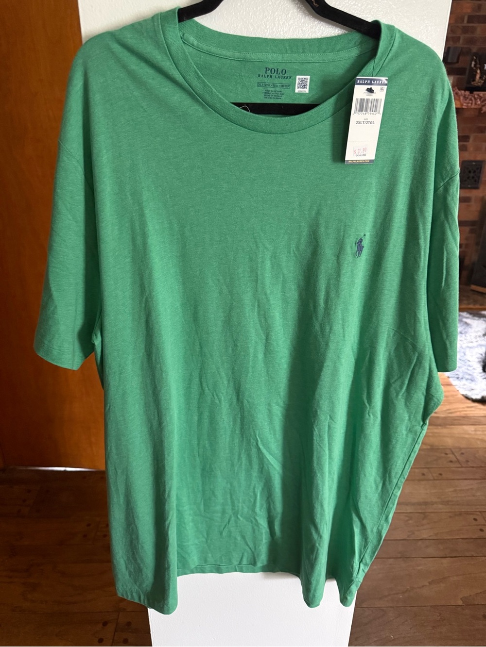 Polo by Ralph Lauren Men’s Crew Neck Tee in Bright Green with Navy Logo